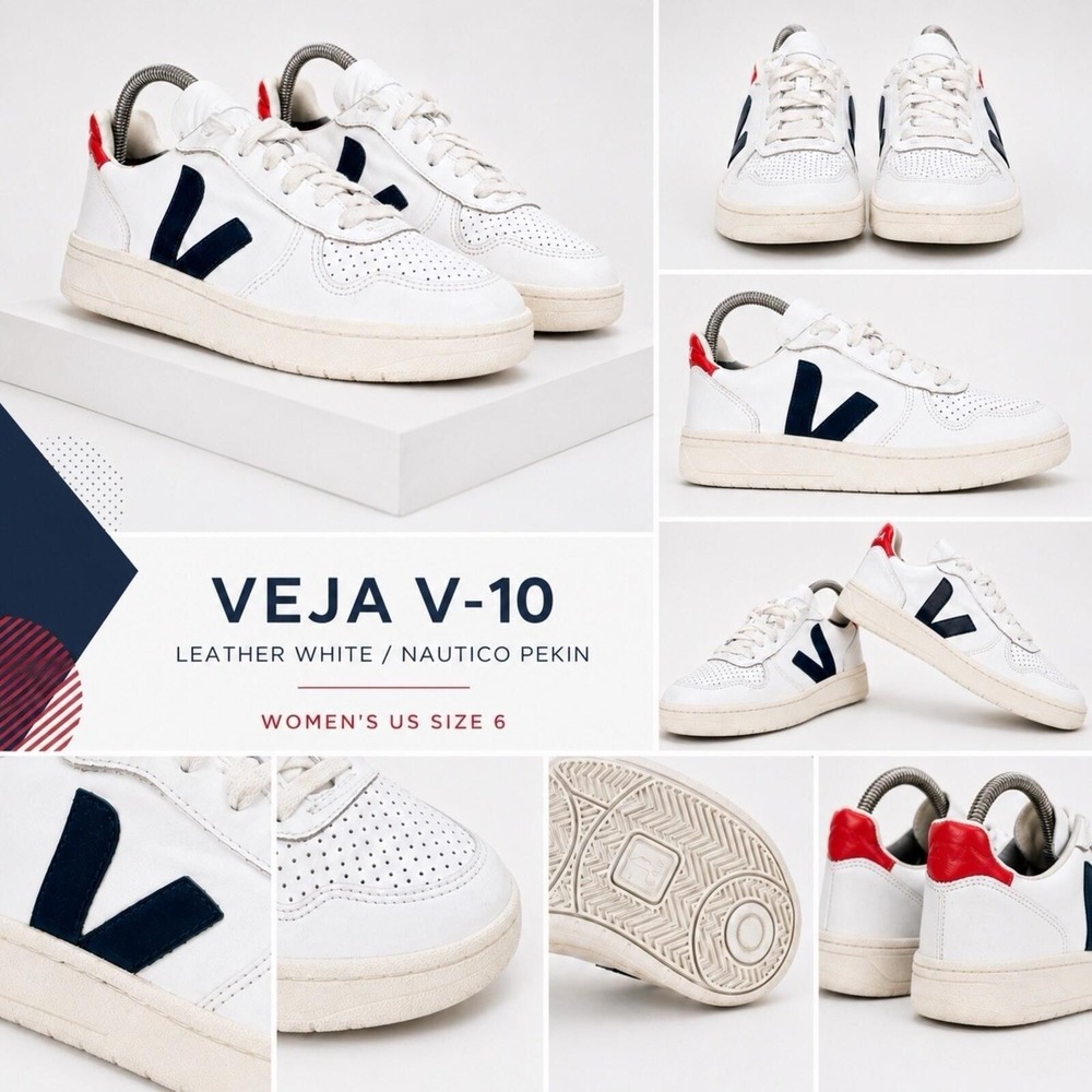Size 6 - Veja V-10 White Nautico Pekin
